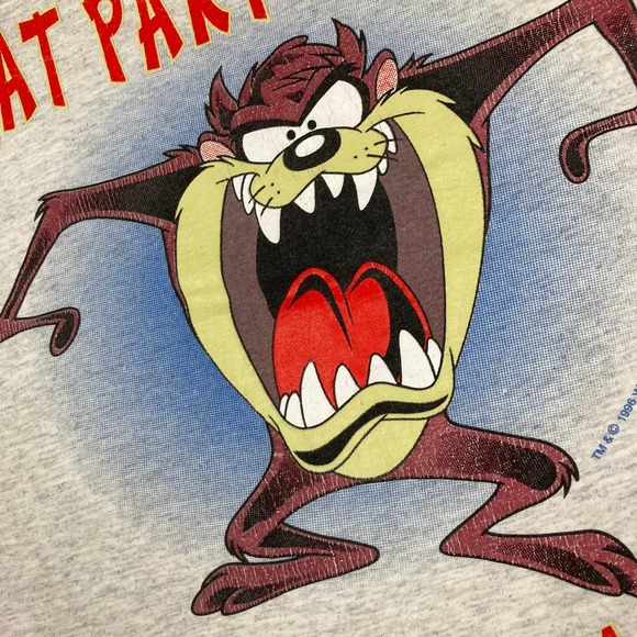 Vintage Looney Tunes Tasmanian Devil Shirt Mens L Gray 1996 What Part Of No 90s - Picture 5 of 12